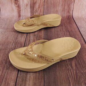 Vionic Hightide Womens 9 Wide Tan Cork Thong Platform Comfort Sandals Flip Flops